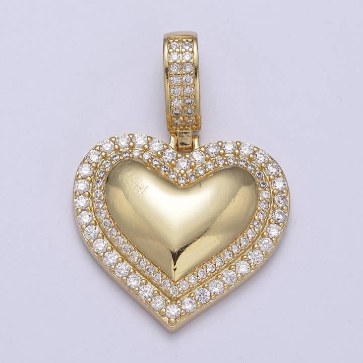 Chunky CZ Statement Heart CHARM-00011 for wholesale by Simply Jewels