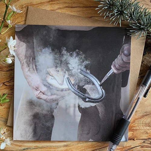 Farrier at Work - Equestrian Greeting Card for wholesale by Alex Sharp