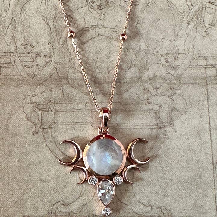 Flesh & Soul - Wholesale Pendant/Charm Necklace - FIVE MOONS MOONSTONE Necklace15