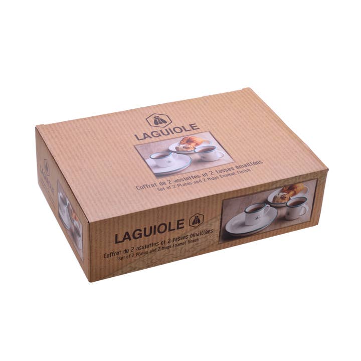 Laguiole - Venta al por mayor Conjuntos de vajilla - Set "Picnic Vintage" de 2 tazas y 2 platos