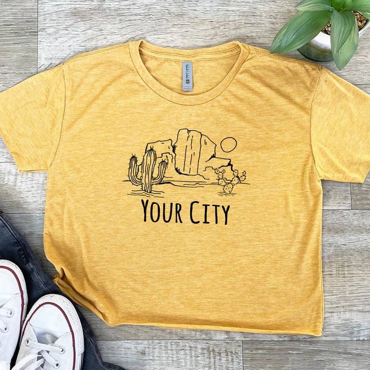 Custom City Desert - Women's Crop Tee - Personalized and other Purchase Wholesale custom crop tops. Free Returns & Net 60 Terms on Faire trending on Faire.
