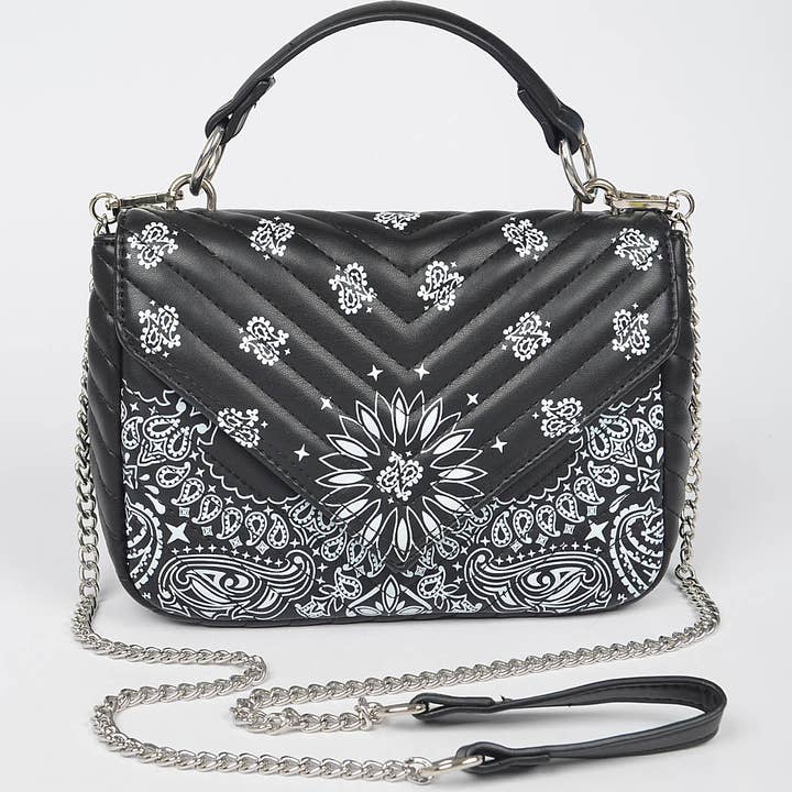 Quilted Bandana Print Faux Leather Crossbody Bag for wholesale by 3AM BY H&D ACCESSORIES