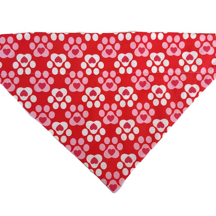 Valentine's Day Paw Print Heart Furry Valentine Dog Bandana for wholesale by Darcy's Canine Designs