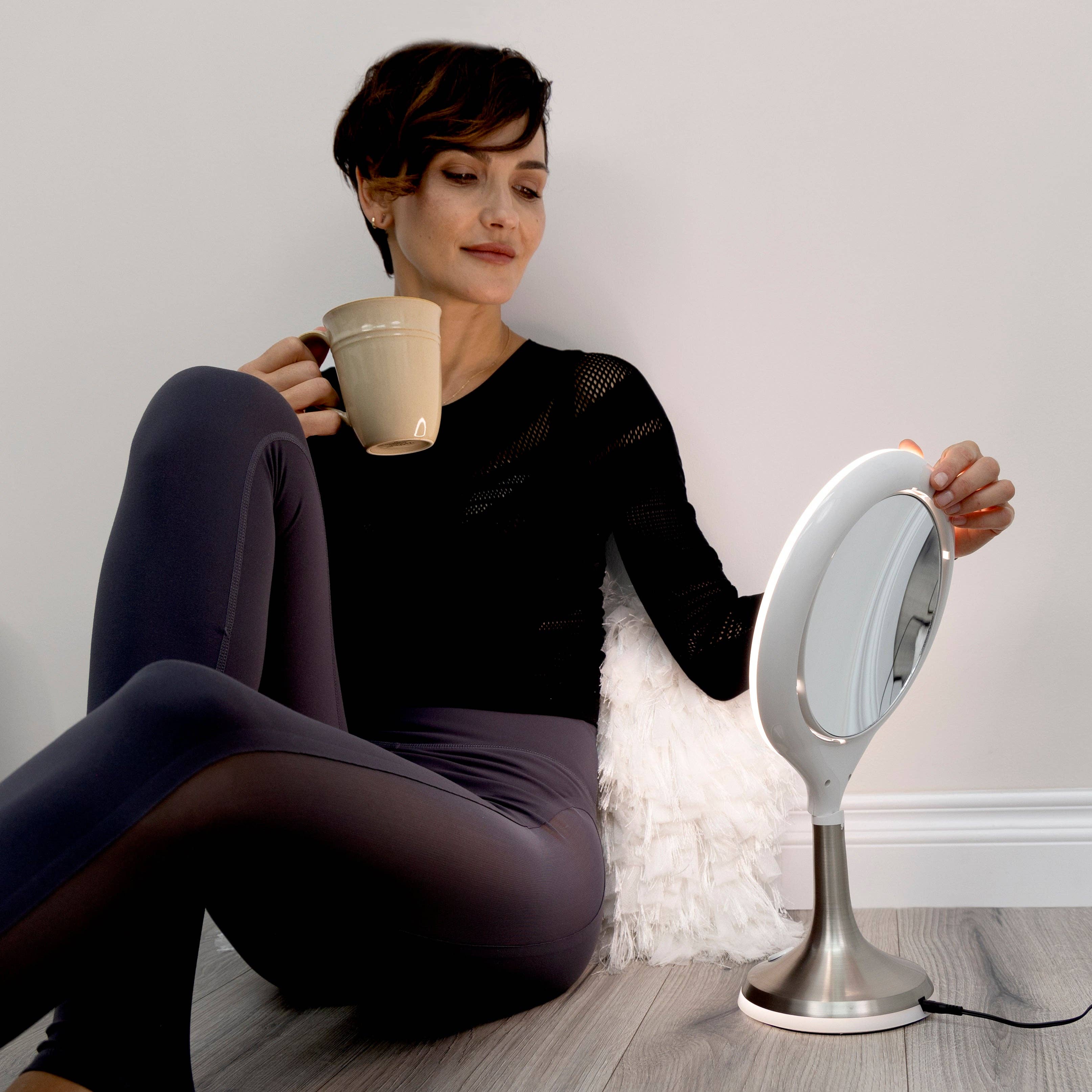 White Mood Therapy Lighted Makeup Mirror with Magnification for wholesale on Faire1