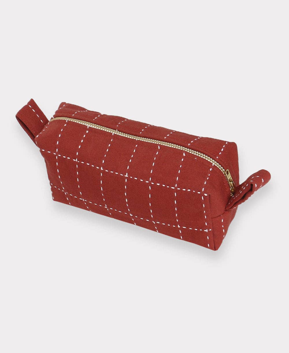 Anchal - Wholesale Toiletry Bag - Women's - Small Grid-Stitch Toiletry Bag0