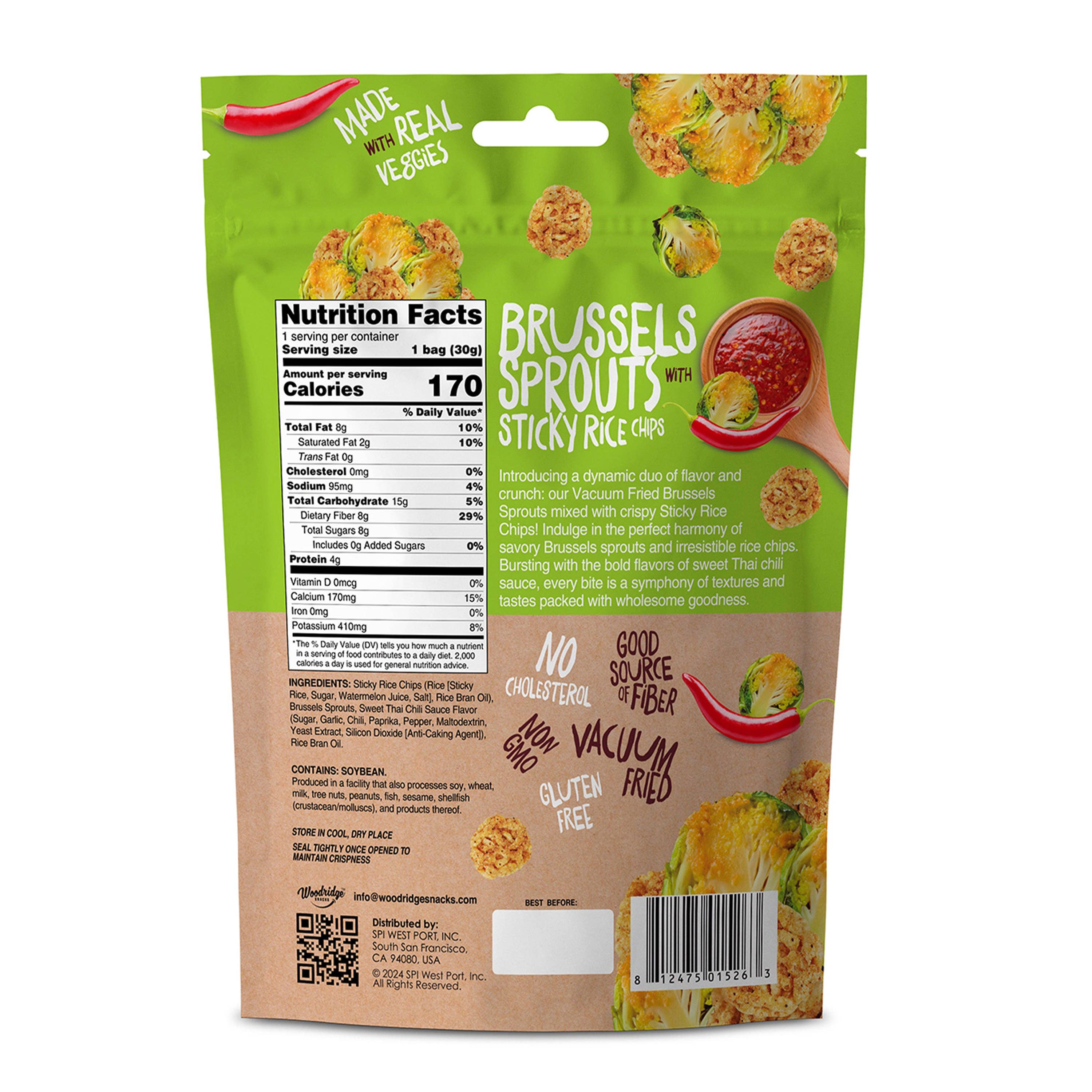 SPI West Port Inc. - Wholesale Chips - Brussels Sprouts w/ Sticky Rice Chips - Sweet Thai Chili (1.06 oz./30g Bags)3