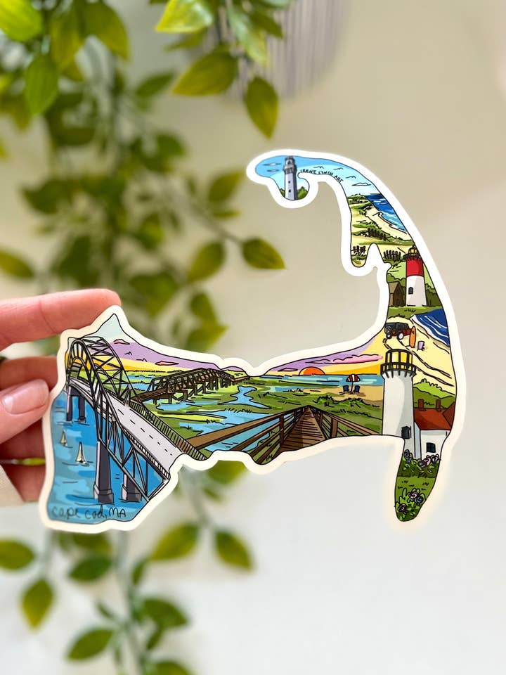 Cape Cod Map Sticker for wholesale by Irene Lynch Art