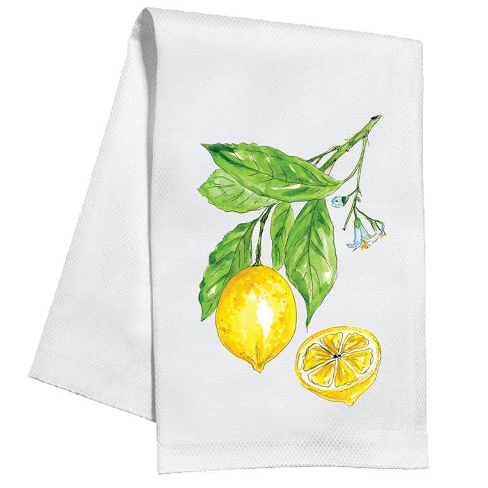 Handpainted Lemons On Branch Kitchen Towel for wholesale by RosanneBeck Collections