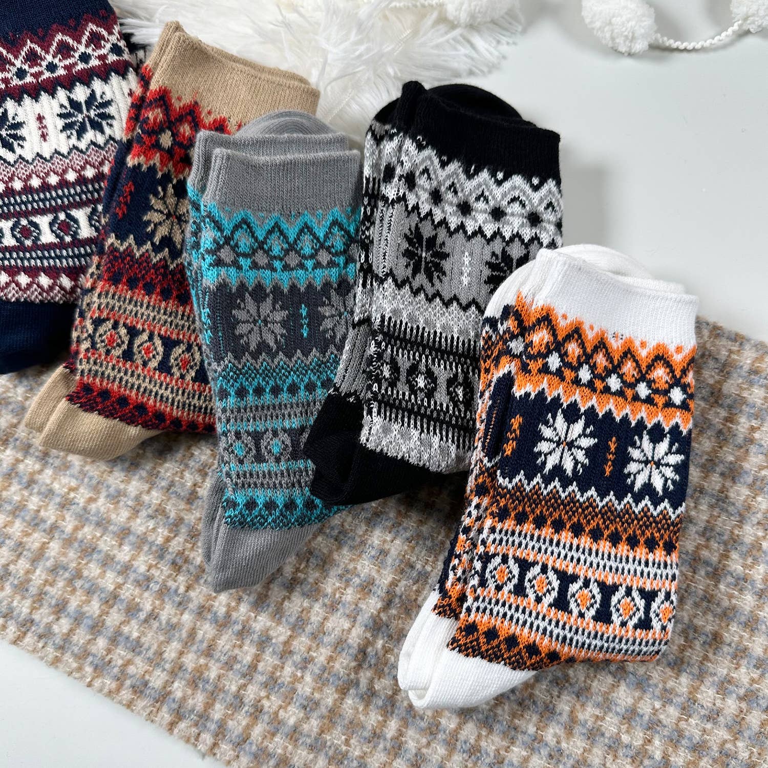 7DAYSSOCKS - Wholesale Socks - Women's - Women's Crew Winter Nordic Jacquard 3 Socks8