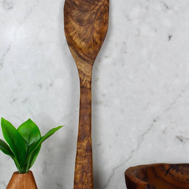 Rustic Handle Wooden Corner Spoon for wholesale by Tuckahoe Hardwoods