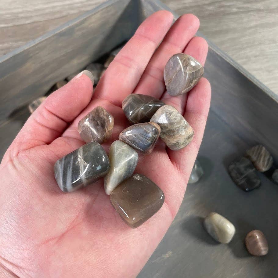 Keystone Crystals - Wholesale Spiritual Stone/Crystal - Black Moonstone Tumbled Stones – 1 lb Wholesale Lot7