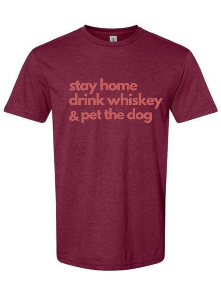 BARK JAX – Engroshandel T-shirt med print - Herre – Bliv hjemme Drik Whisky & Pet Hund T-shirt
