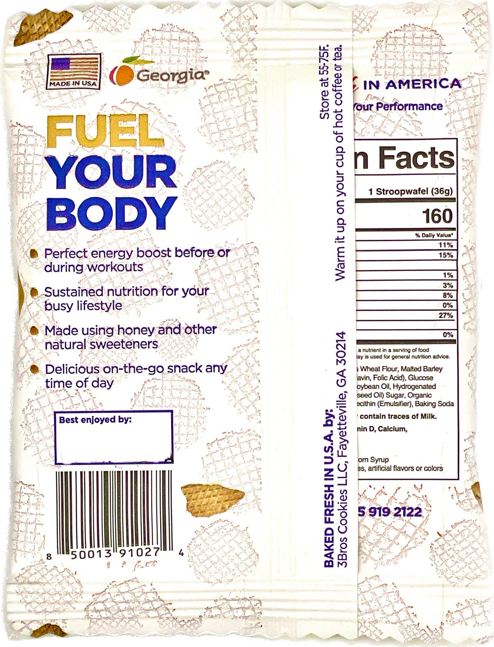 3Bros - Wholesale Cookie - Honey Booster Energy Waffle - 40 single packs2