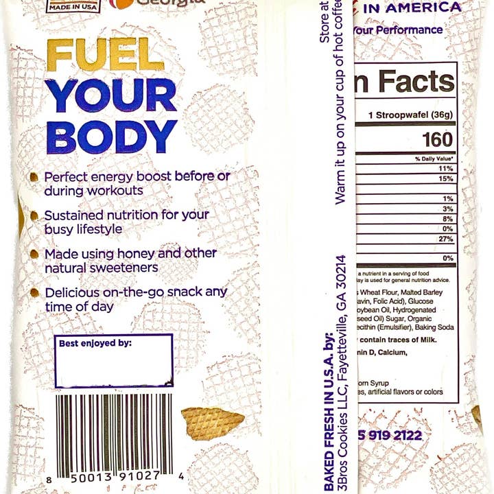 3Bros - Wholesale Cookie - Honey Booster Energy Waffle - 40 single packs2