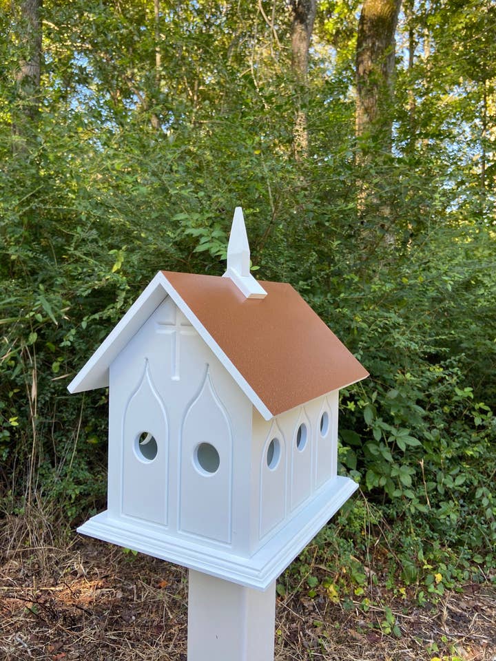Chapel Birdhouse Handmade, Choose Roof Color, Bird House For The Outdoors, Pole Not Included for wholesale by Better Crafter