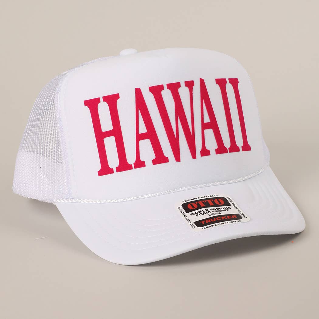 Fashion City - Wholesale Trucker Hat - Unisex - HAWAII Text Printed Mesh Back Foam Trucker Hat23