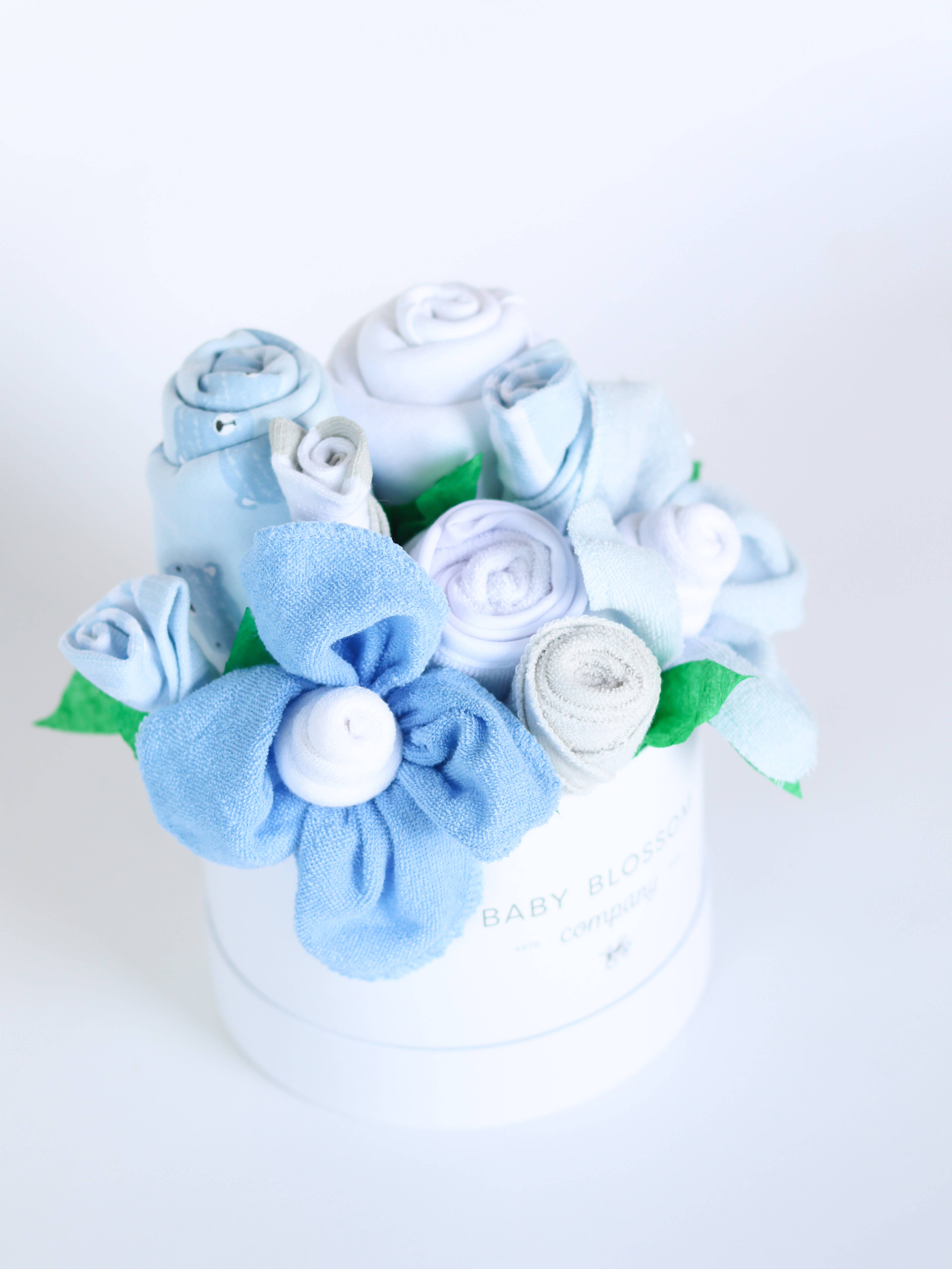 Baby Blossom Company - Wholesale New Mom Gift Box/Set - Petite Baby Boy Gift Set Flower Bouquet - Bear2