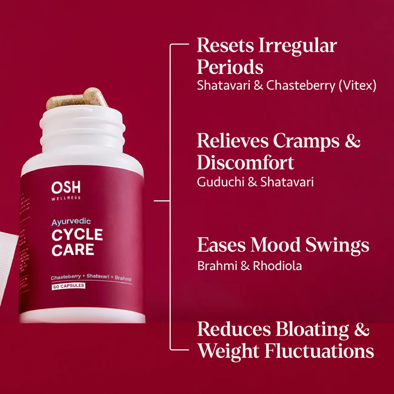 Osh Wellness - Ayurvedic Wellness - Wholesale Oral Supplement/Vitamin - Cycle Care - Ayurvedic PMS & Period Support6