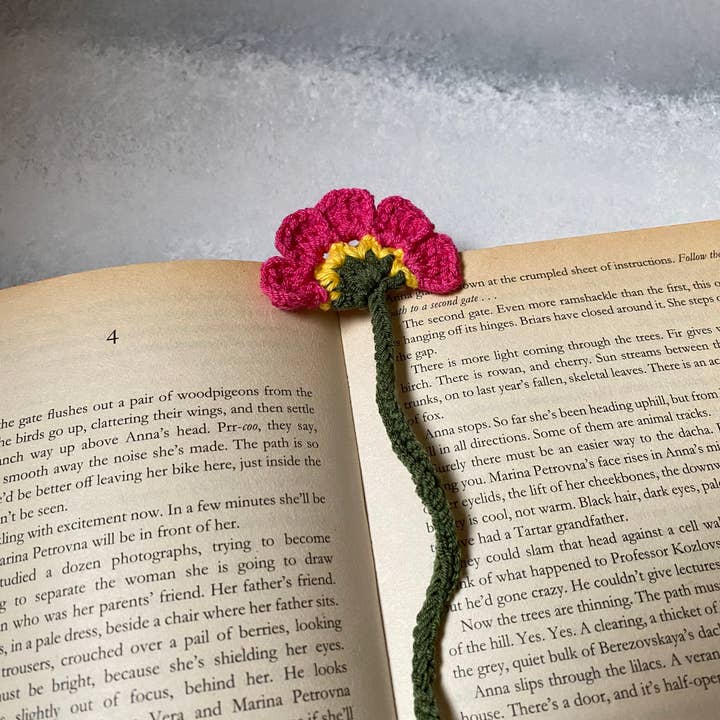 Honey Art and Nature - Vente Marque-page - Joli marque-page en forme de fleur au crochet, accessoire à chaîne Pink Bloom5