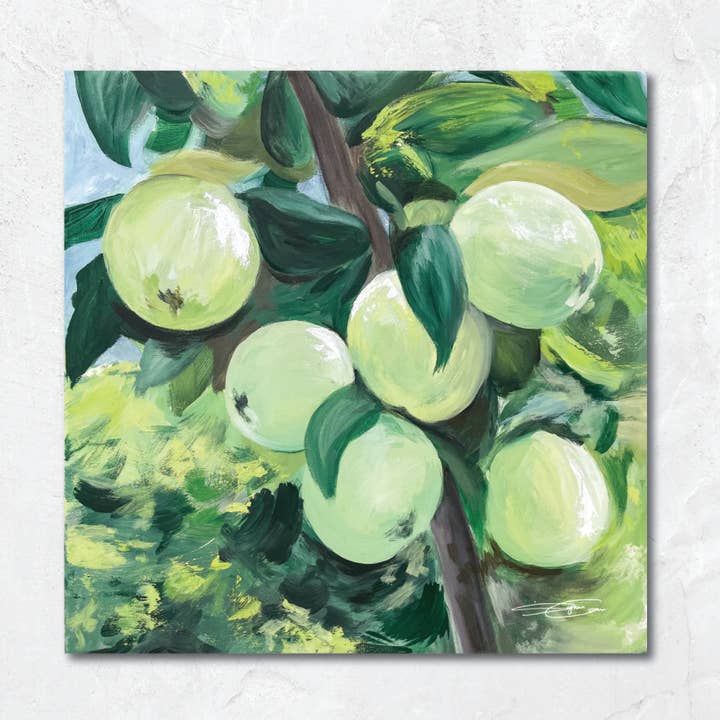Impresión de arte de 12"x12" | Manzanas verdes | Obra de Sydni Carlson para venta al por mayor de Sydni Carlson Art