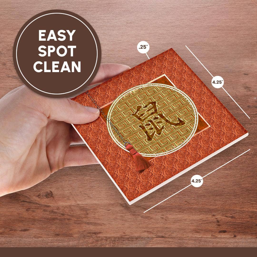 3dRose - Wholesale Coasters - 3dRose, image of Sign of the Blessing, Chinese, Tassel,  Asian Design, Orange , Coaster6