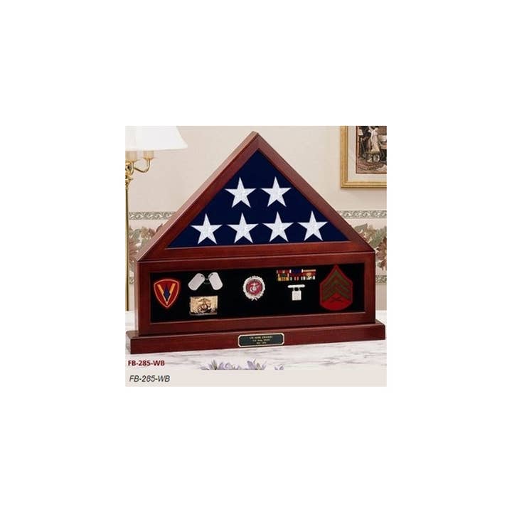 Combination Flag Display Case Shadow Box, Flag medal pedesta for wholesale by Flags Connections