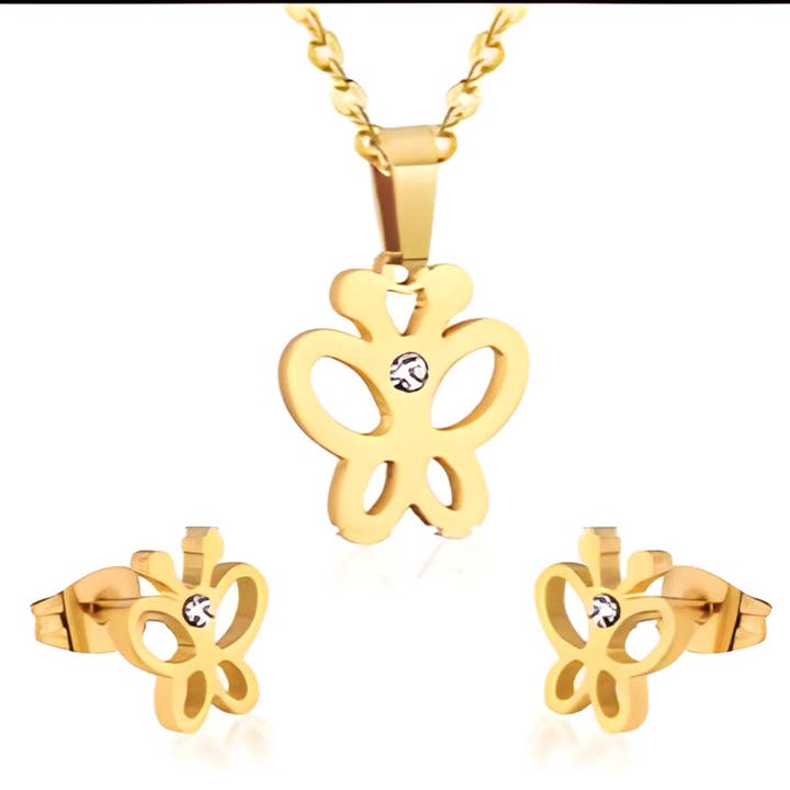 Conjunto de Collar con Colgante de Mariposa y Pendientes para venta al por mayor de Koch La Ni Jewelry