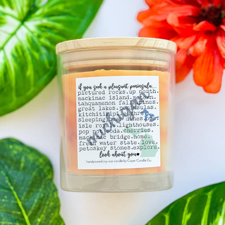Coyer Candle Co. - Wholesale Jar/Filled Candle - 11 oz Candle Jars - If You Seek A Pleasant Peninsula...MI