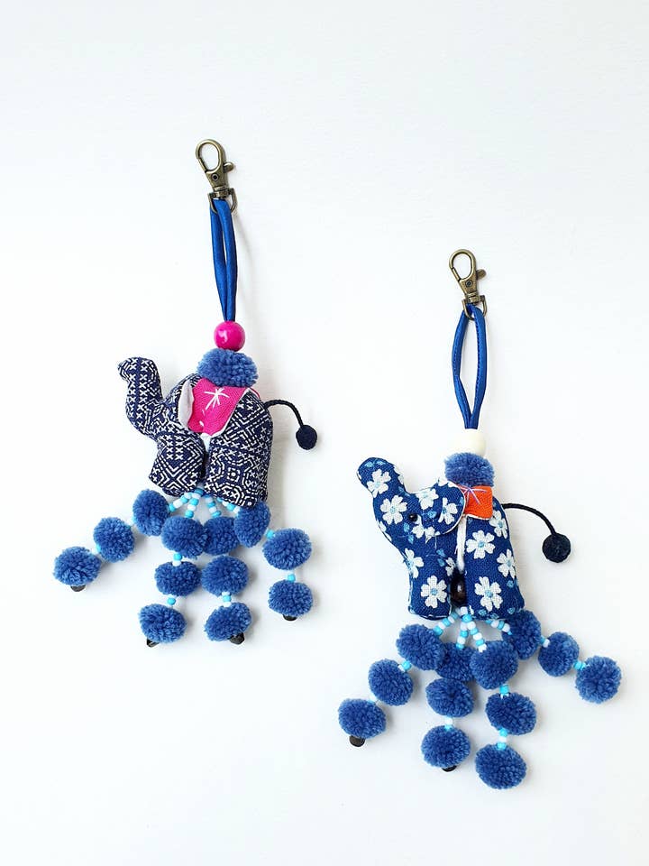 Peaceful Elephant Keychain for wholesale by Beige & Co Thai Crafts