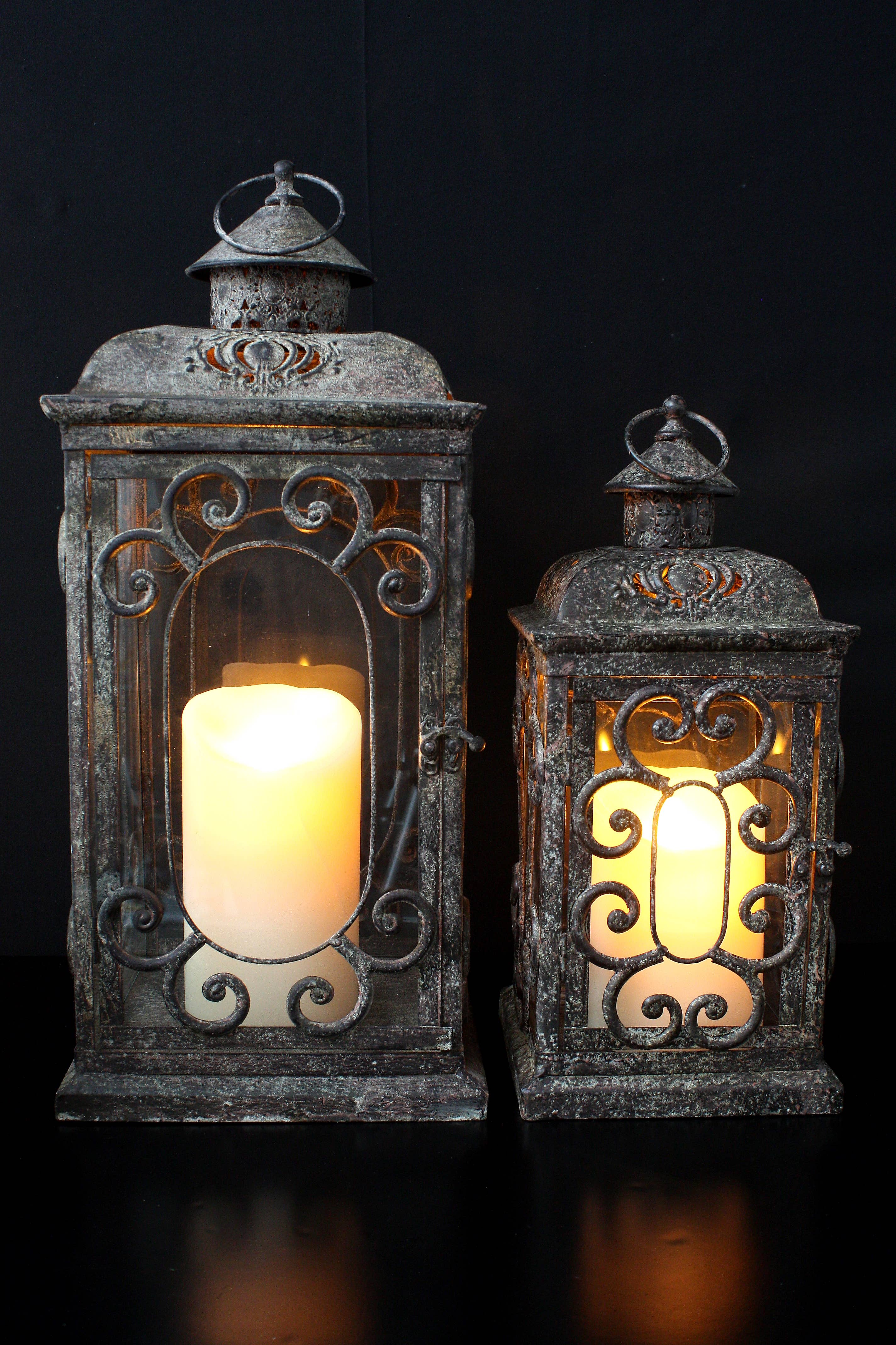 Wholesale Metal Glass Lantern (Set of 2) 20