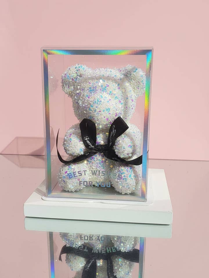 Crystal Glitter Teddy Bear Figurine With Gift Box for wholesale by Arya Jewellery Wholesale