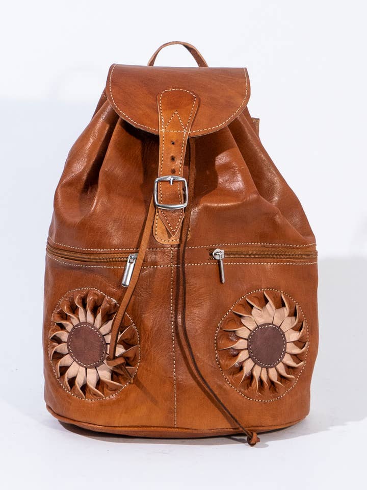 Handgjord brun läderryggsäck – Hantverksmässig solstråledesign för wholesale av isli and tisli