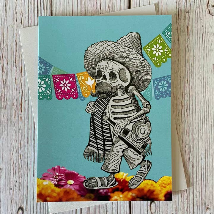 Bumblejack Cards - Wholesale Everyday Greeting Card - Calavera Maderista - All Occasion - Blank Inside Greeting Card