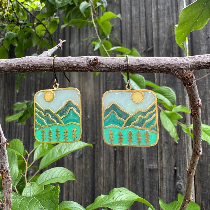 Wild Lupine Folkcraft - Wholesale Dangle Earrings - Doodle // Stained Glass Resin Earrings1