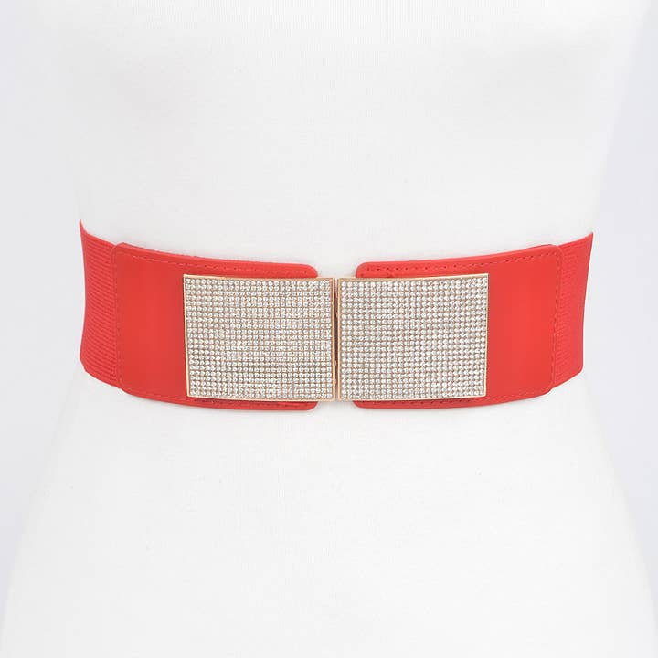 3AM BY H&D ACCESSORIES - Wholesale Belt - Women's - Rhinestone Metal Buckle Stretch Belt5