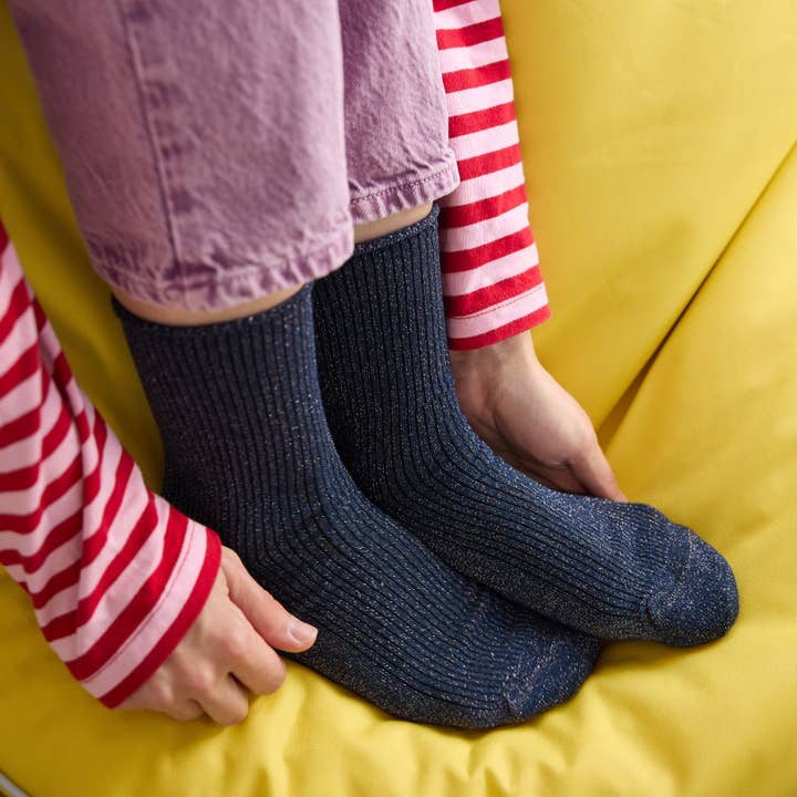 KLUE - Wholesale Socks - Women's - KLUE Glitter Lurex socks in eco-friendly Lyocell | Blue3