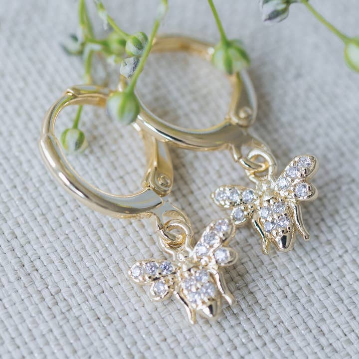 Bee Shiny Hoops-clear for wholesale by Glee Jewelry