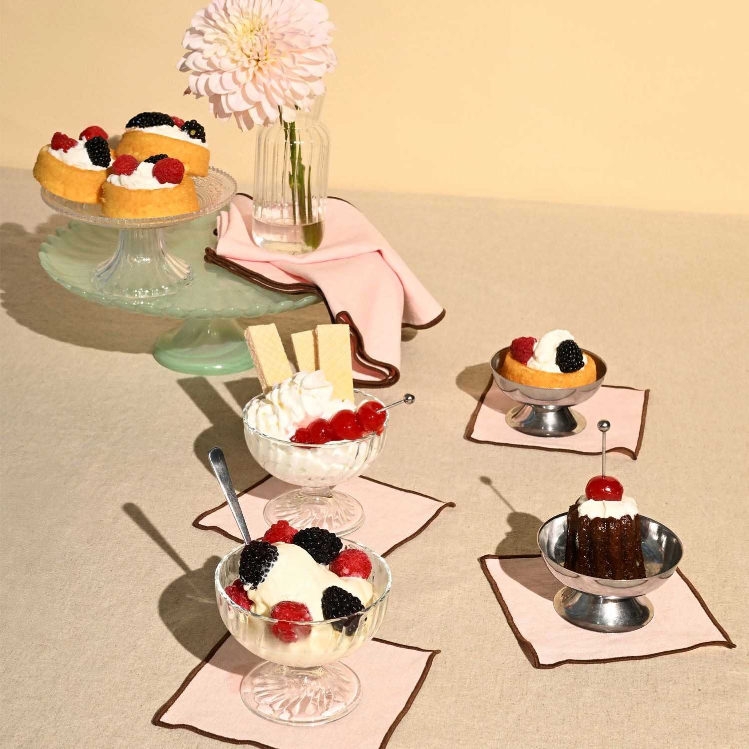 ATELIER SAUCIER – Engroshandel Middags- og stofserviet – Neapolitanske cocktailservietter | Sæt med 41