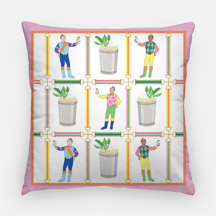 Jockeys & Juleps Derby 20"x20" Pillow Cover, Winning White for wholesale by Taylor Beach Design