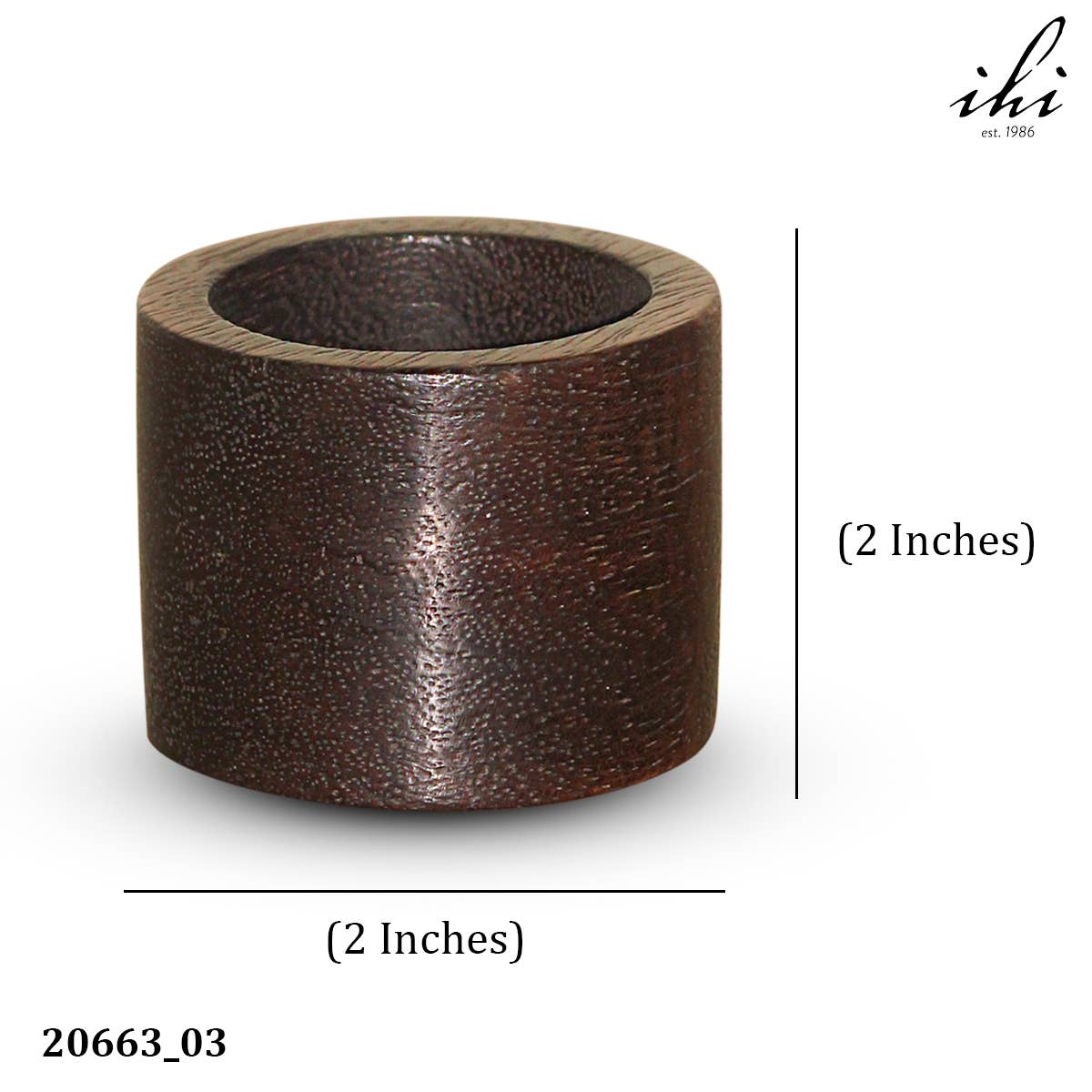 India Handicrafts Inc - Wholesale Napkin Ring - Natural Dark Wood Napkin Ring3