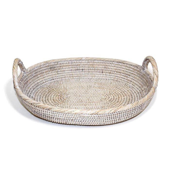 Oval Tray with Loop Handles - WW 16x13x2.5(5)'H for wholesale by Matahari