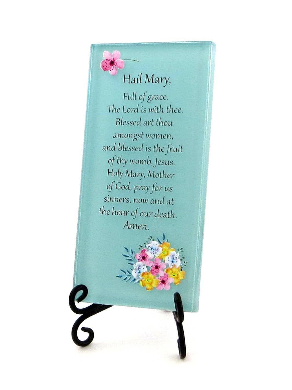 Lifeforce Glass, Inc. - Wholesale Plaque - The Hail Mary Prayer on a Glass Plaque, Catholic Family Gift2
