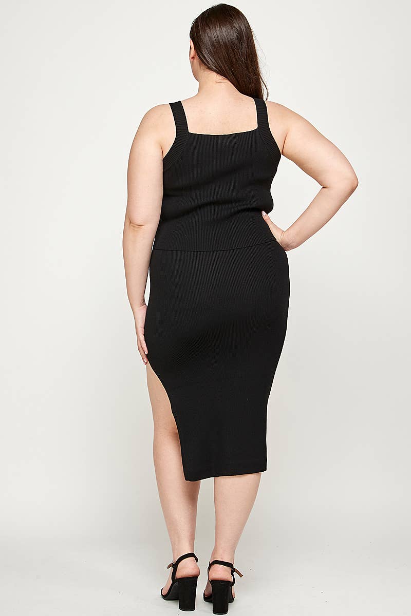 Black Plus Size Ribbed Knit Skirt (Skirt Only) - CL2248P-SWK for wholesale on Faire7