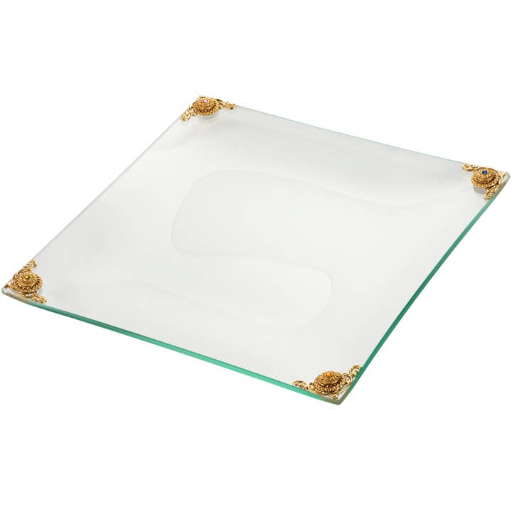 ALC Glass Imperial Filigree Lotus Flower Rectangular 9 x 9 T for wholesale by Alan Lee Collection