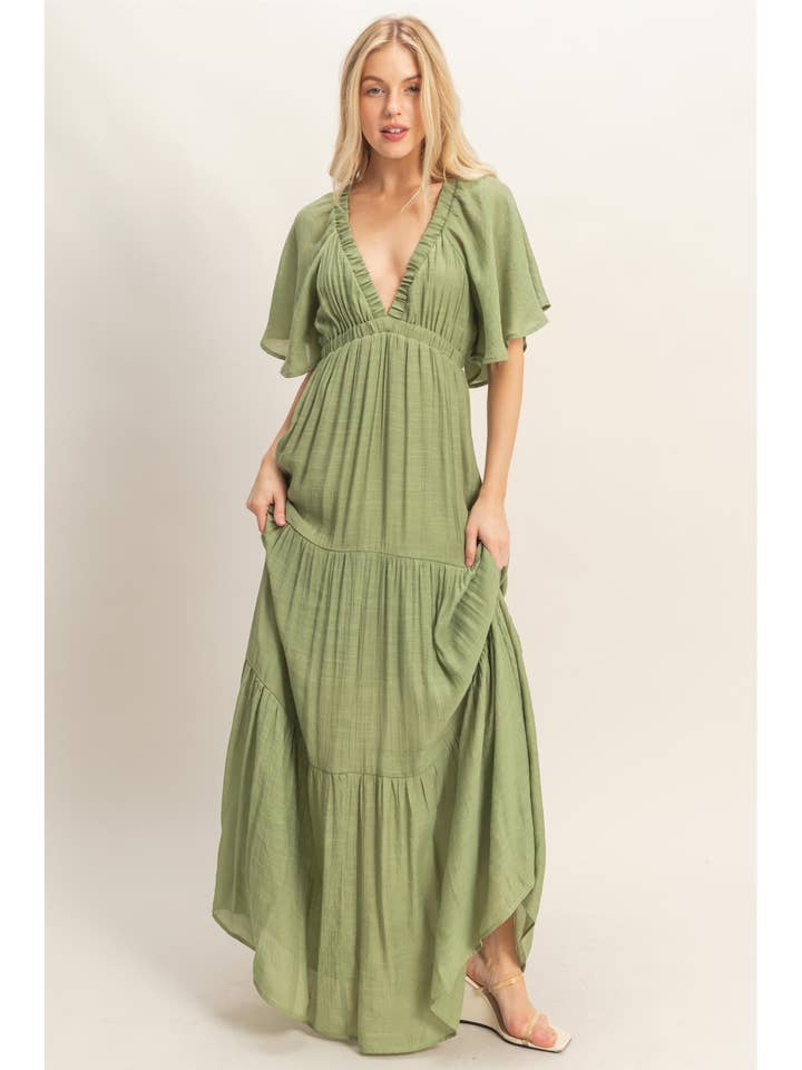 Flutter Sleeve Maxi Dress for wholesale by HYFVE