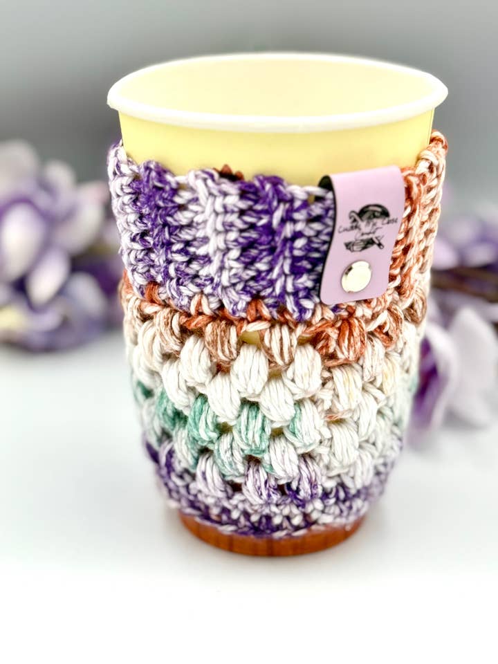 Sunsetting Cup Cozy for wholesale by Cuddle Me Close Crochet