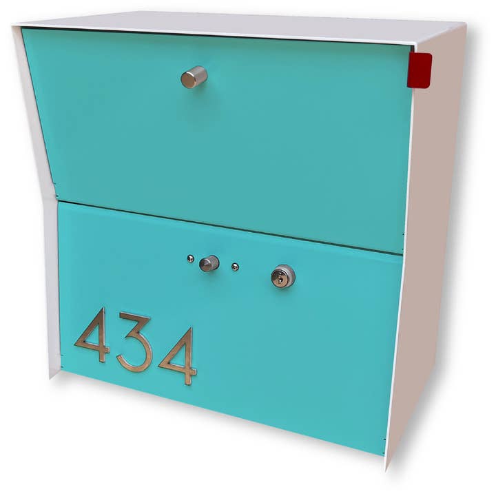 RetroBox Locking Small Package Wall Mounted Mailbox in White for wholesale by TedStuff