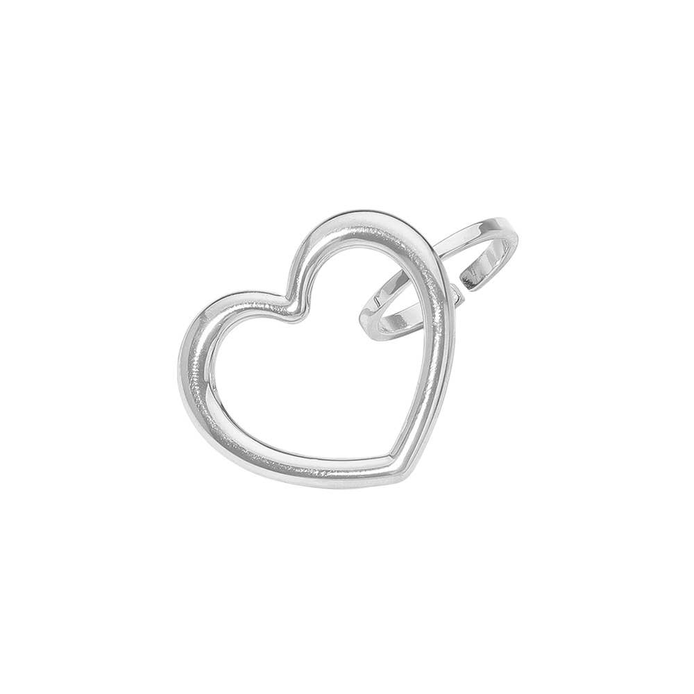 Sensibling Corp. - Wholesale Band/Stacked Ring - SECRET BOX_Stainless Steel Adjustable Open Heart Ring4