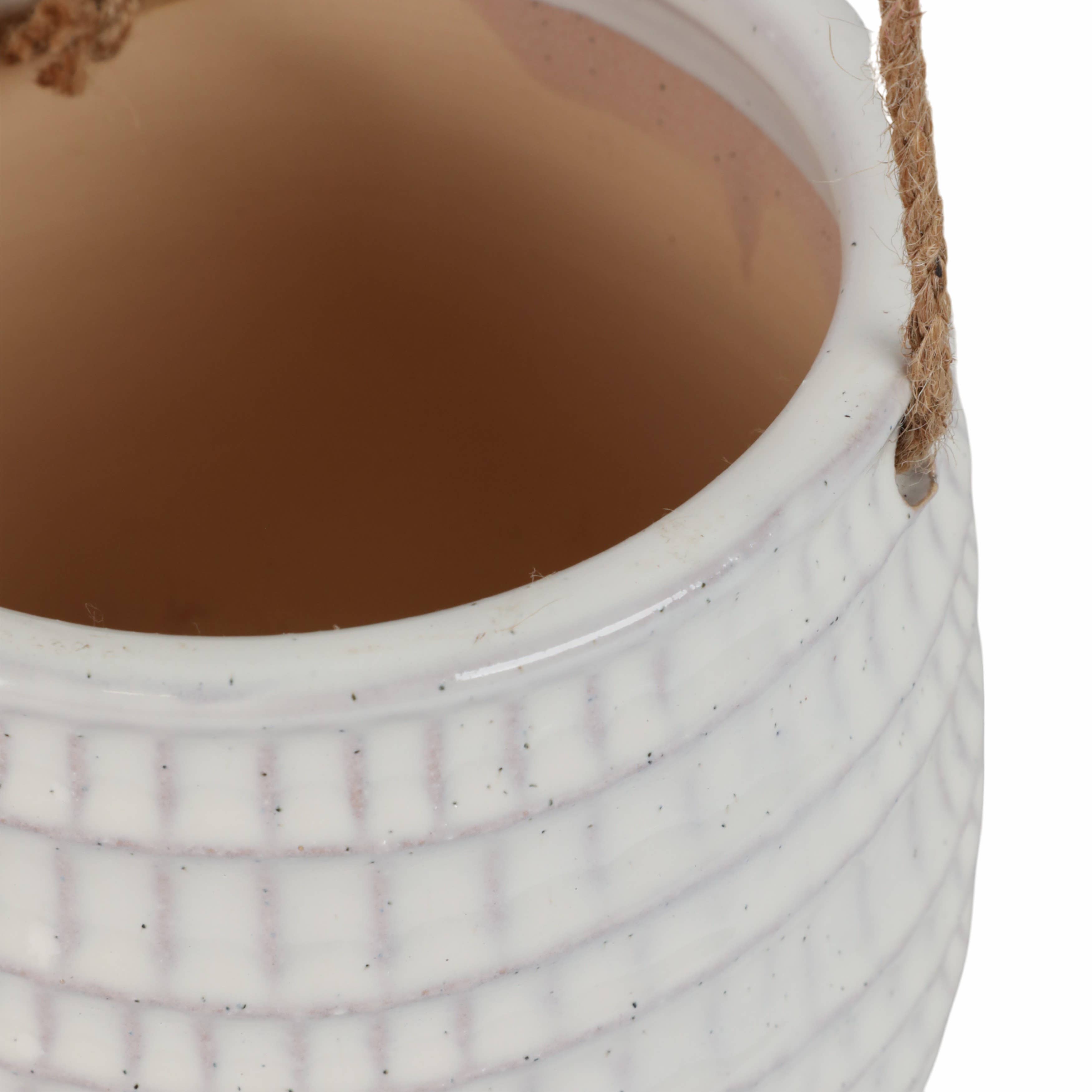 Sagebrook Home - Wholesale Hanging Planter - Ivory 6 in. Ceramic Round Dimpled Garden Hanging Planter6