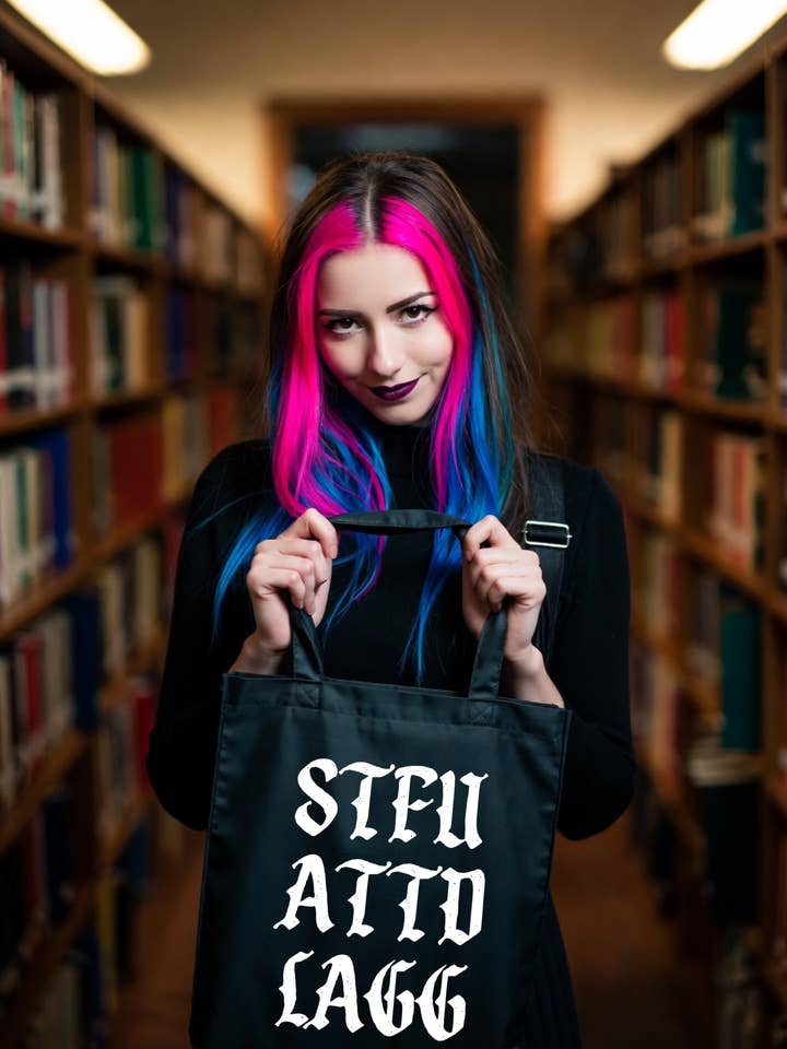 Book Bag Tote Gothic, STFUATTDLAGG for wholesale by Wickedly Divine Shop